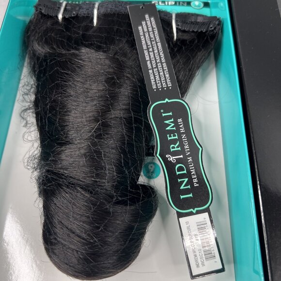 Indi Remi 9 Pc 10” Clip-in #1B Off Black Super Romance Curl Human Virgin Hair - Picture 3 of 9